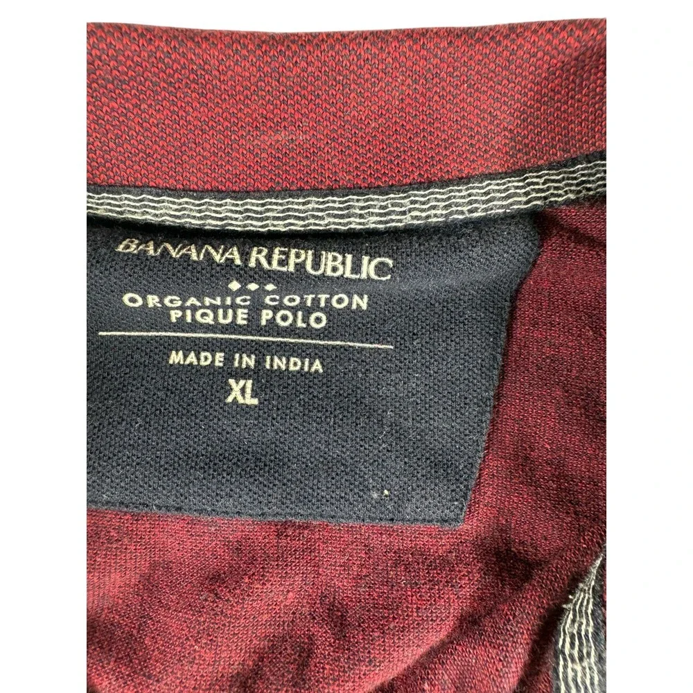 Banana Republic Pique Polo Shirt Men XL Burgundy Organic Cotton Embroidered Golf
